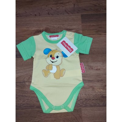 Fisher Price rövid ujjú baba body sárga 