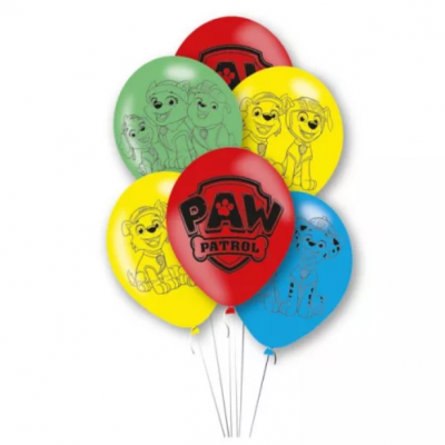  Mancs Őrjárat Color Paws léggömb, lufi 6 db-os 11 inch (27,5 cm)