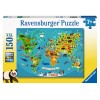 Ravensburger Puzzle 150 db - Állatos világtérkép