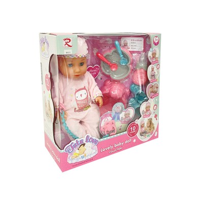 Pisilős, hangot adó lánybaba kiegészítőkkel