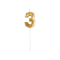 3-as elegáns számgyertya - ARANY