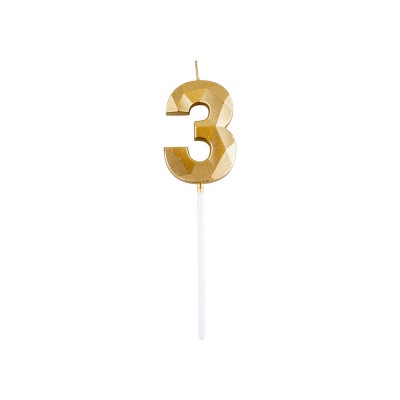 3-as elegáns számgyertya - ARANY