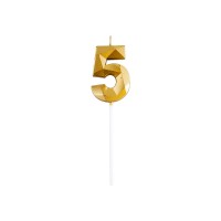 5-ös elegáns számgyertya - ARANY