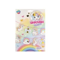 Unikornis papír girland, 3 m, 14 zászló