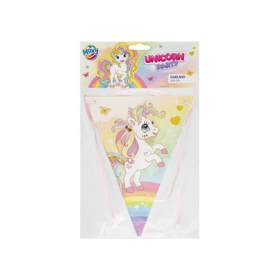 Unikornis papír girland, 3 m, 7 zászló