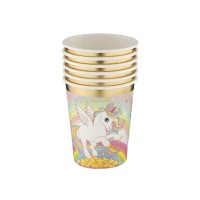 Unikornis papírpohár, 250 ml, 6 db