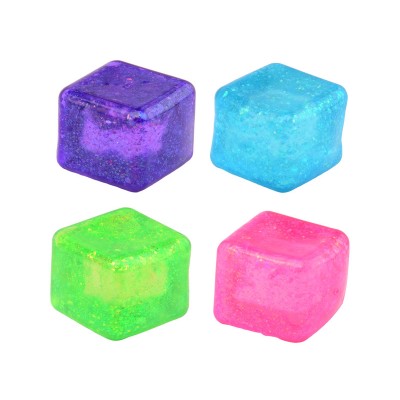 Stresszoldó csillogó kocka, 4 szín