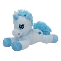 Unikornis fekvő plüssfigura - kék, 20 cm