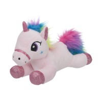 Unikornis fekvő plüssfigura - szivárvány, 20 cm