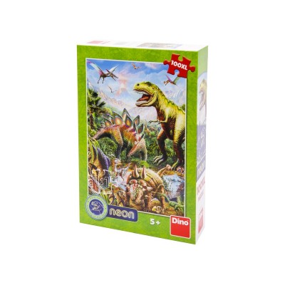 Dino Puzzle 100 db XL neon- Dínók világa
