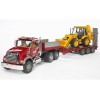 Bruder MACK Granite alacsony alvázú teherautó JCB 4CX kotrógéppel