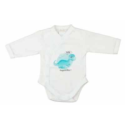 Elöl patentos hosszú ujjú baba body Hello megérkeztem mintával