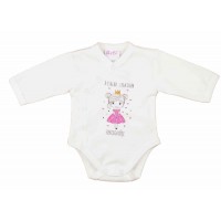 Elöl patentos hosszú ujjú baba body A család legkisebb Hercegnője mintával