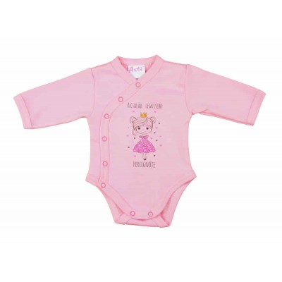 Elöl patentos hosszú ujjú baba body A család legkisebb Hercegnője mintával