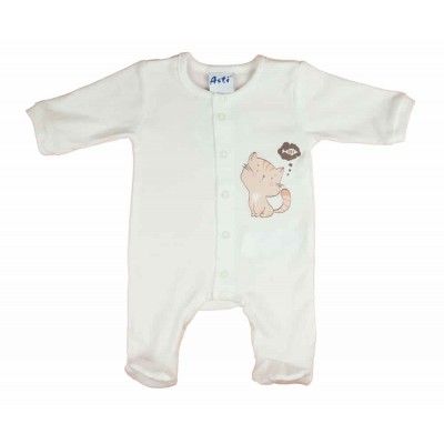 Biopamut hosszú ujjú elöl patentos rugdalózó