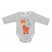 Hosszú ujjú baba body zsiráf mintával