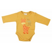 Hosszú ujjú baba body zsiráf mintával