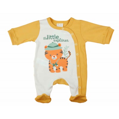 Hosszú ujjú vékony pamut baba rugdalózó Tigris mintával