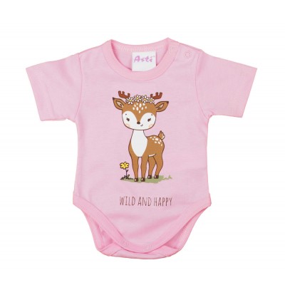 Rövid ujjú baba body cuki Őzike mintával