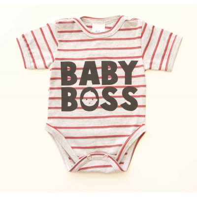 Rövid ujjú dupla patentos  Baby Boss feliratú baba body