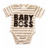 Rövid ujjú dupla patentos  Baby Boss feliratú baba body