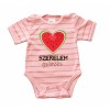 Rövid ujjú dupla patentos  Szerelem gyümölcs feliratú baba body