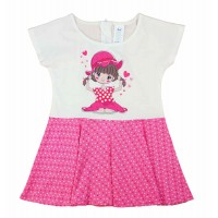 Rövid ujjú pamut kislány ruha, pörgős szoknyarésszel
