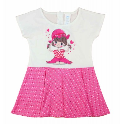 Rövid ujjú pamut kislány ruha, pörgős szoknyarésszel