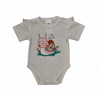 Rövid fodros ujjú baba body cuki Csigás mintával Rövid fodros ujjú baba body cuki Csigás mintával