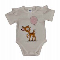 Rövid fodros ujjú baba body cuki Őzikés mintával Rövid fodros ujjú baba body cuki Őzikés mintával