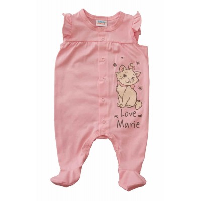 Ujjatlan vékony pamut rugdalózó Marie cica mintával