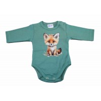 Hosszú ujjú baba body rókás mintával