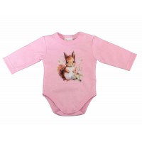 Hosszú ujjú baba body mókus mintával