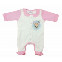 Hosszú ujjú elöl patentos kislány rugdalózó Bambi mintával