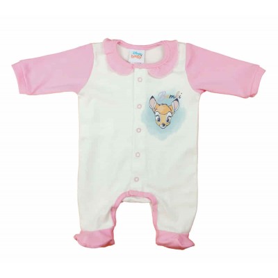 Hosszú ujjú elöl patentos kislány rugdalózó Bambi mintával