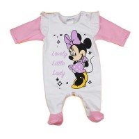 Belül bolyhos hosszú ujjú rugdalózó Minnie egér mintával Belül bolyhos hosszú ujjú rugdalózó Minnie egér mintával