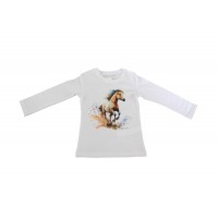 Hosszú ujjú kislány póló cuki Lovas mintával