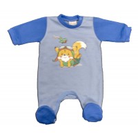 Belül bolyhos hosszú ujjú kisfiú rugdalózó Mókus mintával