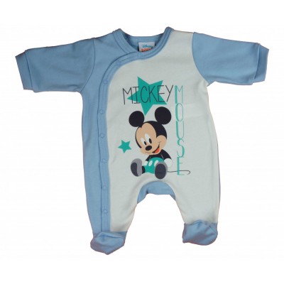 Hosszú ujjú elöl patentos baba rugdalózó Mickey egér mintával