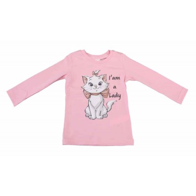 Hosszú ujjú kislány póló Marie cica mintával