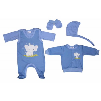 5 részes belül bolyhos kisfiú baba szett Elefánt mintával