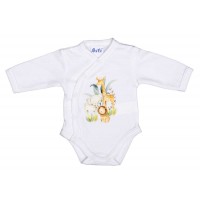 Elöl patentos hosszú ujjú baba body Szafari mintával