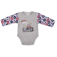 Hosszú ujjú baba body Motoros maci mintával