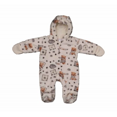 Kapucnis bélelt wellsoft baba overál Macis mintával Kapucnis bélelt wellsoft baba overál Macis mintával