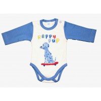 Hosszú ujjú baba body Kutyus mintával