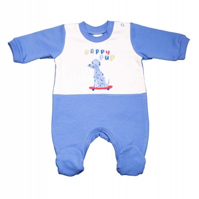 Belül bolyhos hosszú ujjú kisfiú rugdalózó Kutyus mintával