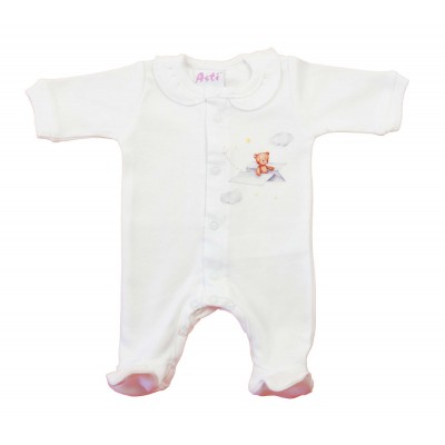 Kislány rugdalózó – Maci mintával, elöl patentos