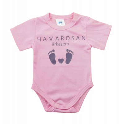 Hamarosan érkezem újszülött baba body, babaváró ajándék