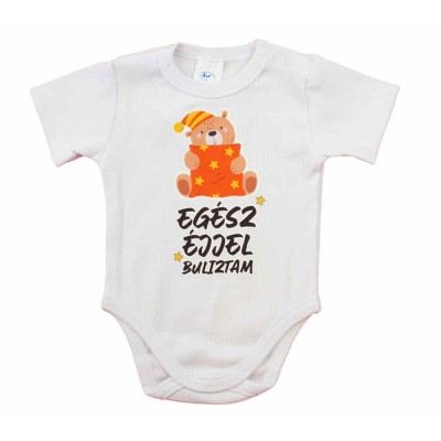 Feliratos rövid ujjú baba body