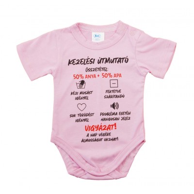 Feliratos rövid ujjú baba body